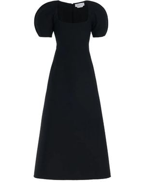 Gabriela Hearst Niahm Puff-Sleeve Square-Neck Midi Dress - Black