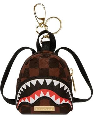 Sprayground Shark-Check Backpack Keyring - Black
