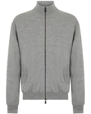 Fedeli Paros High-Neck Zip-Up Cardigan - Grey