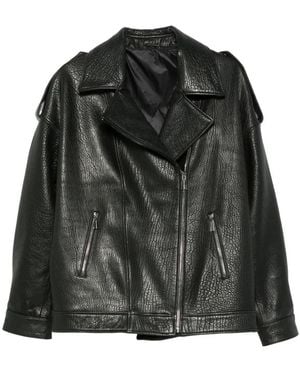 ADRIANNA FERETTI Leather Biker Jacket - Black