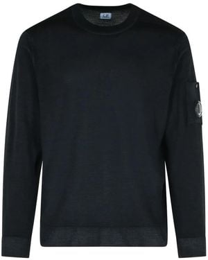 C.P. Company Gerippter Pullover mit Tasche - Schwarz