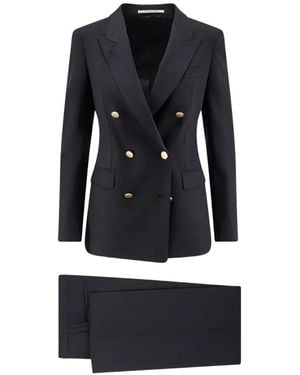 Tagliatore Double-Breasted Peak-Lapels Suit - Black