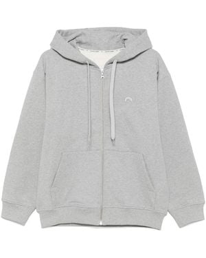 Marine Serre Moon Logo Fleece Zipped Hoodie - Grey