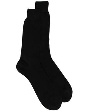 ZEGNA Logo-Print Socks - Black
