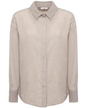 Panicale Embellished-Collar Concealed-Fastening Shirt - White