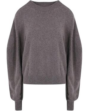 Uma Wang Fine-Knit Balloon-Sleeve Sweater - Gray