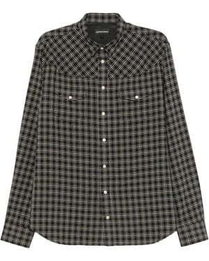 Emporio Armani Checked Flannel Shirt - Black