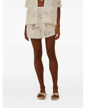 FARM Rio Floral Drawstring Shorts - Natural