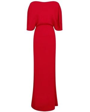 16Arlington Dona Cape-Sleeve Maxi Dress - Red