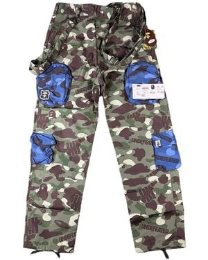 A Bathing Ape X Undefeated Multi-Pouch Camo Cargo Pants - Blue