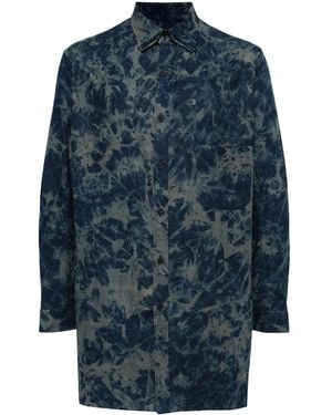 Yohji Yamamoto Sheeting Ink Triple Collar Shirt - Blue