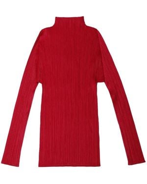 Pleats Please Issey Miyake High-Neck Top - Red