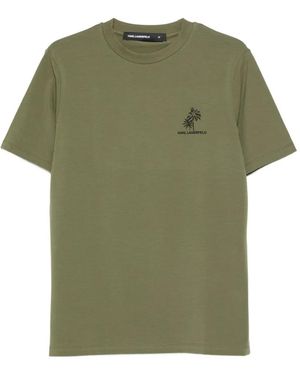 KARL LAGERFELD Logo-Print Crew Neck T-Shirt - Green