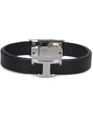 Tod's T-Logo Leather Bracelet - Black