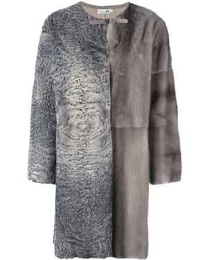 Manzoni 24 Patchwork Fur Coat - Grey