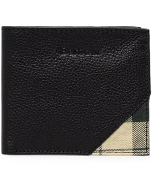 Barbour Tabert Tartan-Panel Pebbled-Leather Wallet - Black