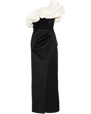 AAVVA Pearl-Embellished Draped Dress - Black
