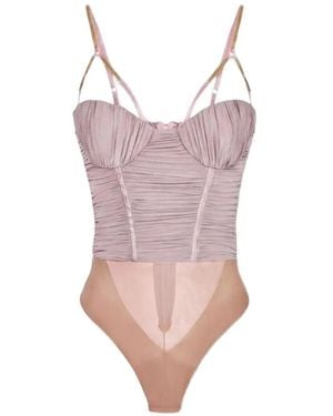 Elisabetta Franchi Corset-Style Ruched Bodysuit - Pink