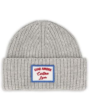 Giada Benincasa Gerippte Beanie mit Logo-Patch - Grau