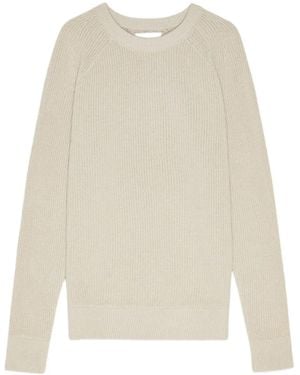 NN07 Jersey de canalé con cuello redondo - Blanco
