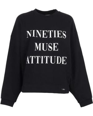 Elisabetta Franchi Oversized Sweatshirt With Bold 'Nineties Muse Attitude' Print - Black