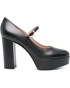 Gianvito Rossi 105Mm Platform Strap Court Shoes - Black