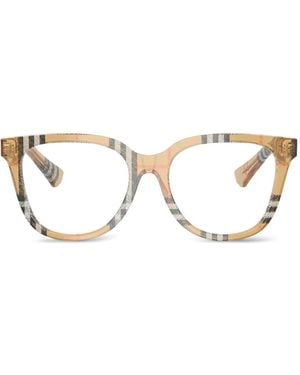 Burberry Check-Pattern Square-Frame Glasses - Metallic