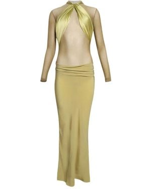 Burc Akyol Caryatid Mesh Maxi Dress - Yellow