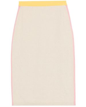 Fendi Midi-Rok Met Logo - Naturel