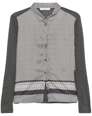 Whyci Geometric-Print Panelled Shirt - Grey