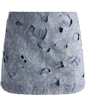 Alice + Olivia Embroidered Eyelet Mini Skirt - Blue