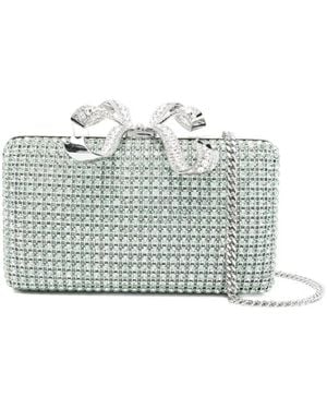 Self-Portrait Crystal-Embellished Clutch Bag - Grey