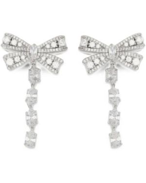 Self-Portrait Crystal-Bow Drop Earrings - White
