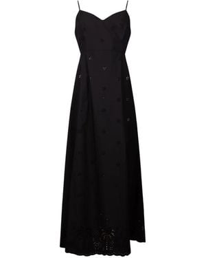 MC2 Saint Barth Broderie-Anglaise Smocked-Waist Maxi Dress - Black
