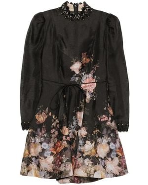 Zimmermann Valiant Floral-Print Mini Dress - Black