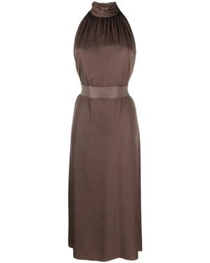 Peserico Long Dress With A High Collar And Elegant Design - Brown