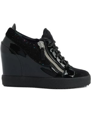 Giuseppe Zanotti Addy Wedge Glitter-Panel Trainers - Black
