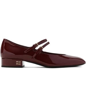 Miu Miu Leather Slingback Court Shoes - Brown
