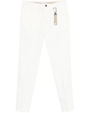 Manuel Ritz Belt-Loop Logo-Patch Trousers - White
