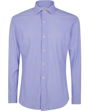 Tintoria Mattei 954 Houndstooth Pattern Shirt - Blue
