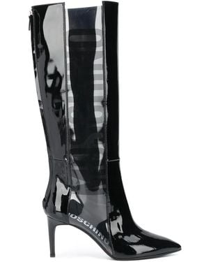 Moschino Logo-Panel Knee-High Boots - Black