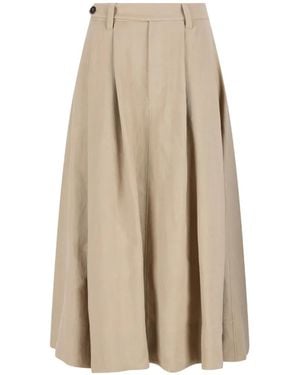 Brunello Cucinelli Pleated Midi Skirt - Natural