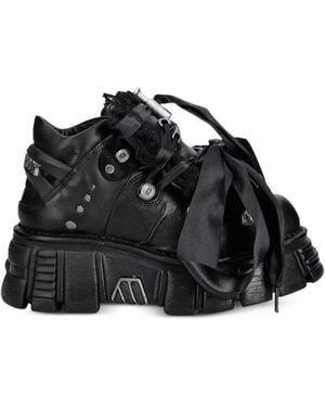 New Rock Plateau-Stiefel Im Metallic-Look - Schwarz