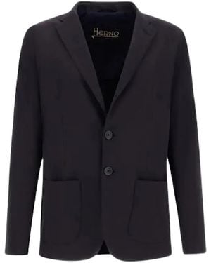 Herno Single-Breasted Seersucker Blazer - Blue