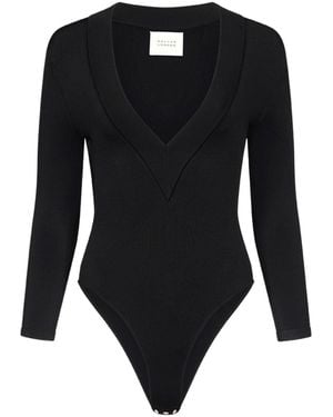 Galvan London Sasha V-Neck Bodysuit - Black