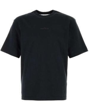 Stone Island Logo-Print Cotton T-Shirt - Black