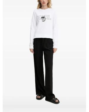 Karl Lagerfeld Logo-Print Cotton Sweatshirt - White