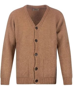 Irish Crone V-Neck Cardigan - Brown