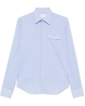MARSĒM Vertical-Stripe Flap-Pocket Shirt - Blue