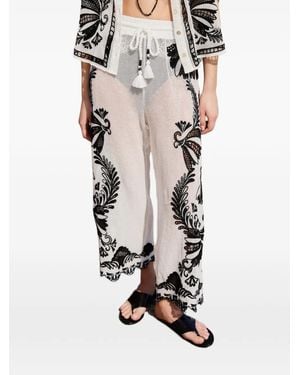 FARM Rio Drawstring Floral Pants - White